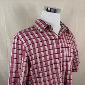 Nat Nast Large Silk Blend Luxury Lounge Shirt Red Plaid  Short Sleeve Mens